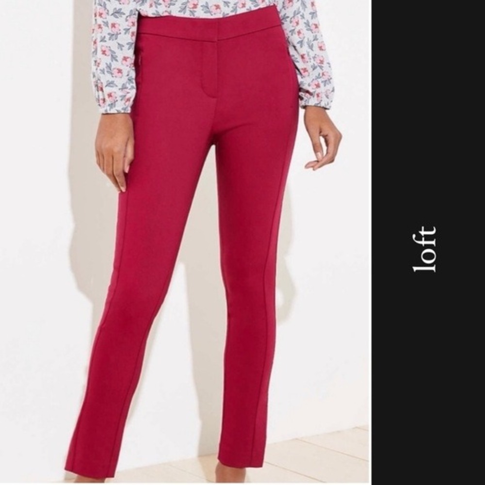 (CL) Loft Zip Pocket High Waist Skinny Ankle Pants Pink Berry Size 2